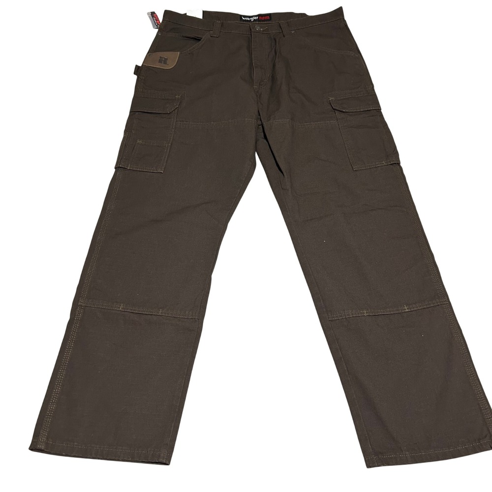 Wrangler Riggs Workwear Cargo Pants Mens 38x32 Brown Ripstop Ranger Relaxed Fit